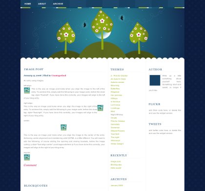 temascribb Night Whimsy. A great WP free theme.